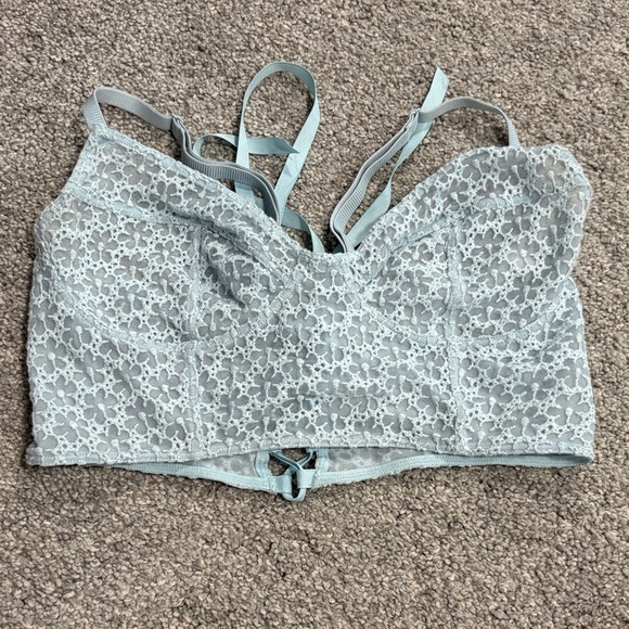 Intimately By Free People Other - Free People Lace Longline Light Blue Bralette